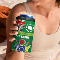 Cook Islands Meri Kiritimiti 4 in 1 Can Cooler Tumbler Christmas Turtle - Cooks Islands Emblems and Polynesian Art Pattern