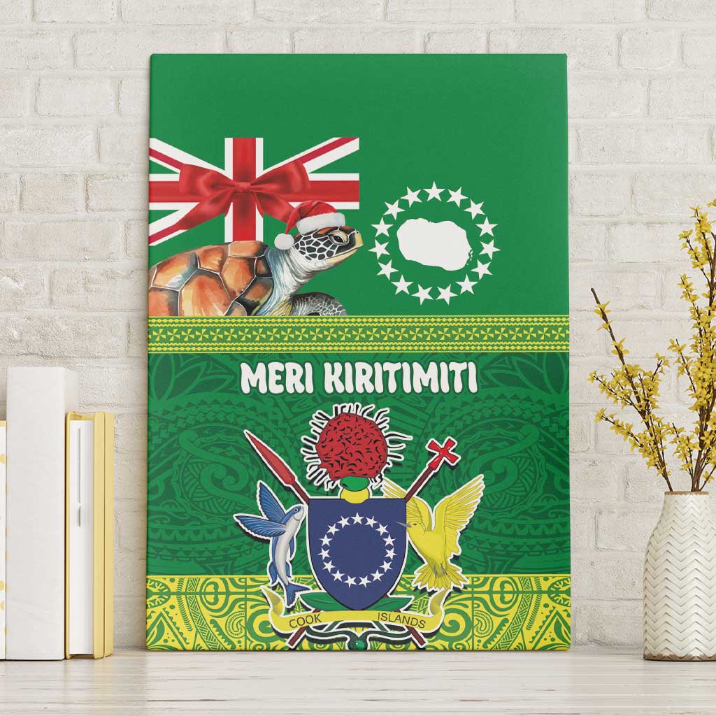 Cook Islands Meri Kiritimiti Canvas Wall Art Christmas Turtle - Cooks Islands Emblems and Polynesian Art Pattern