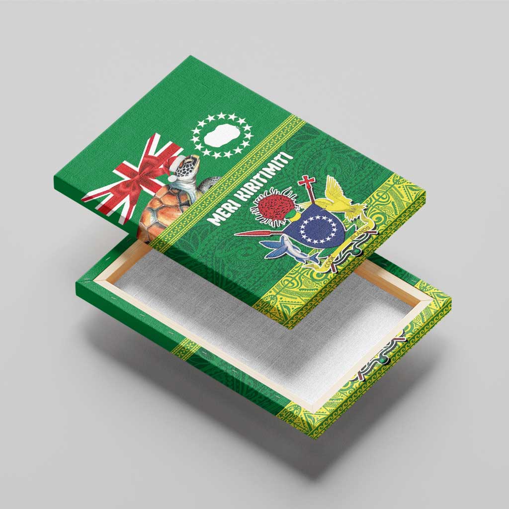 Cook Islands Meri Kiritimiti Canvas Wall Art Christmas Turtle - Cooks Islands Emblems and Polynesian Art Pattern