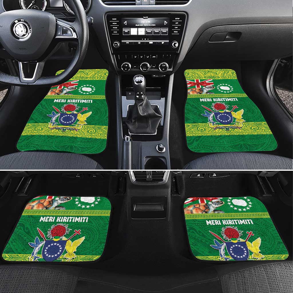 Cook Islands Meri Kiritimiti Car Mats Christmas Turtle - Cooks Islands Emblems and Polynesian Art Pattern