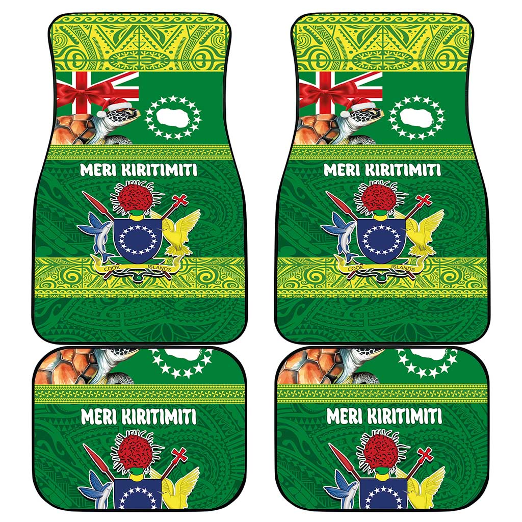 Cook Islands Meri Kiritimiti Car Mats Christmas Turtle - Cooks Islands Emblems and Polynesian Art Pattern