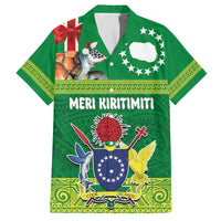 Cook Islands Meri Kiritimiti Family Matching Off The Shoulder Long Sleeve Dress and Hawaiian Shirt Christmas Turtle - Cooks Islands Emblems and Polynesian Art Pattern