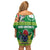 Cook Islands Meri Kiritimiti Family Matching Off Shoulder Short Dress and Hawaiian Shirt Christmas Turtle - Cooks Islands Emblems and Polynesian Art Pattern