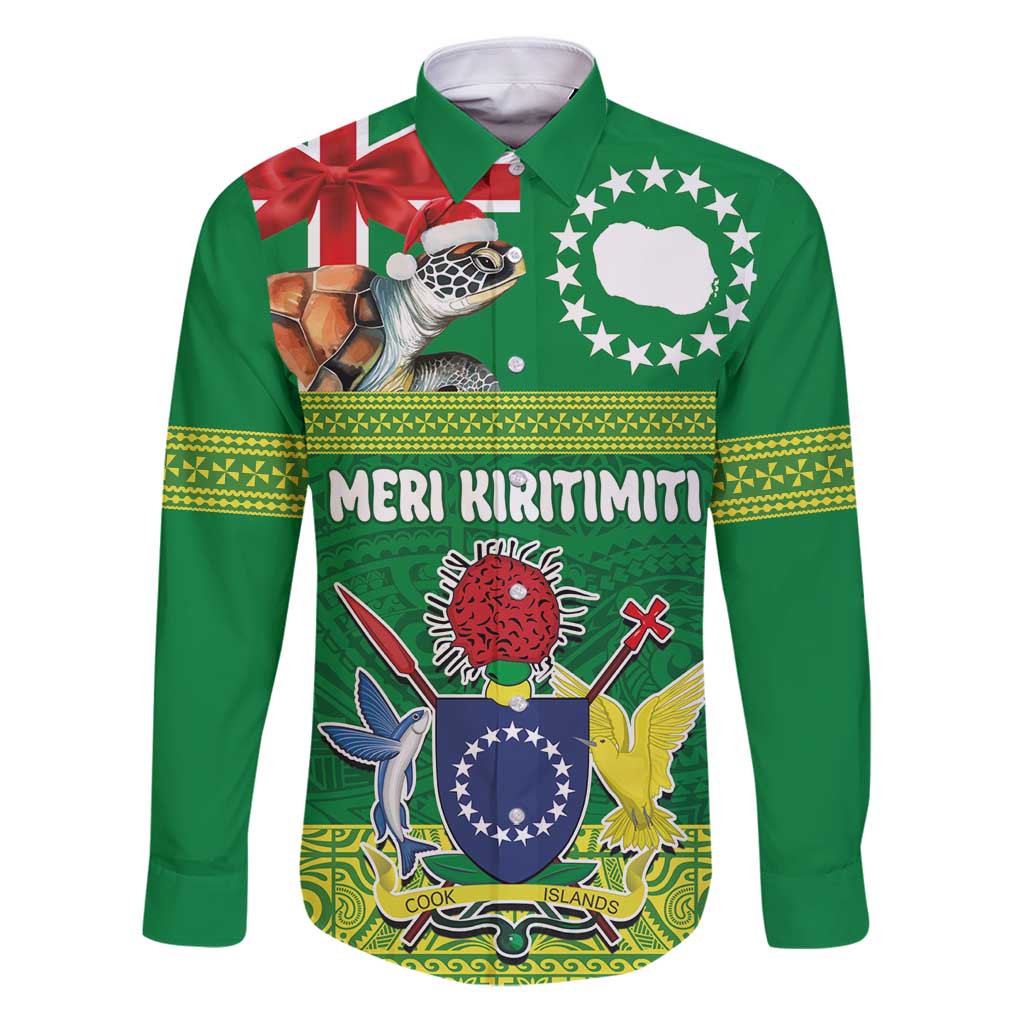 Cook Islands Meri Kiritimiti Family Matching Puletasi and Hawaiian Shirt Christmas Turtle - Cooks Islands Emblems and Polynesian Art Pattern
