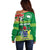 Cook Islands Meri Kiritimiti Off Shoulder Sweater Christmas Turtle - Cooks Islands Emblems and Polynesian Art Pattern