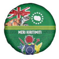 Cook Islands Meri Kiritimiti Spare Tire Cover Christmas Turtle - Cooks Islands Emblems and Polynesian Art Pattern