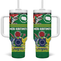 Cook Islands Meri Kiritimiti Tumbler With Handle Christmas Turtle - Cooks Islands Emblems and Polynesian Art Pattern LT03 One Size: 40 oz Green - Polynesian Pride