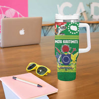 Cook Islands Meri Kiritimiti Tumbler With Handle Christmas Turtle - Cooks Islands Emblems and Polynesian Art Pattern LT03 - Polynesian Pride