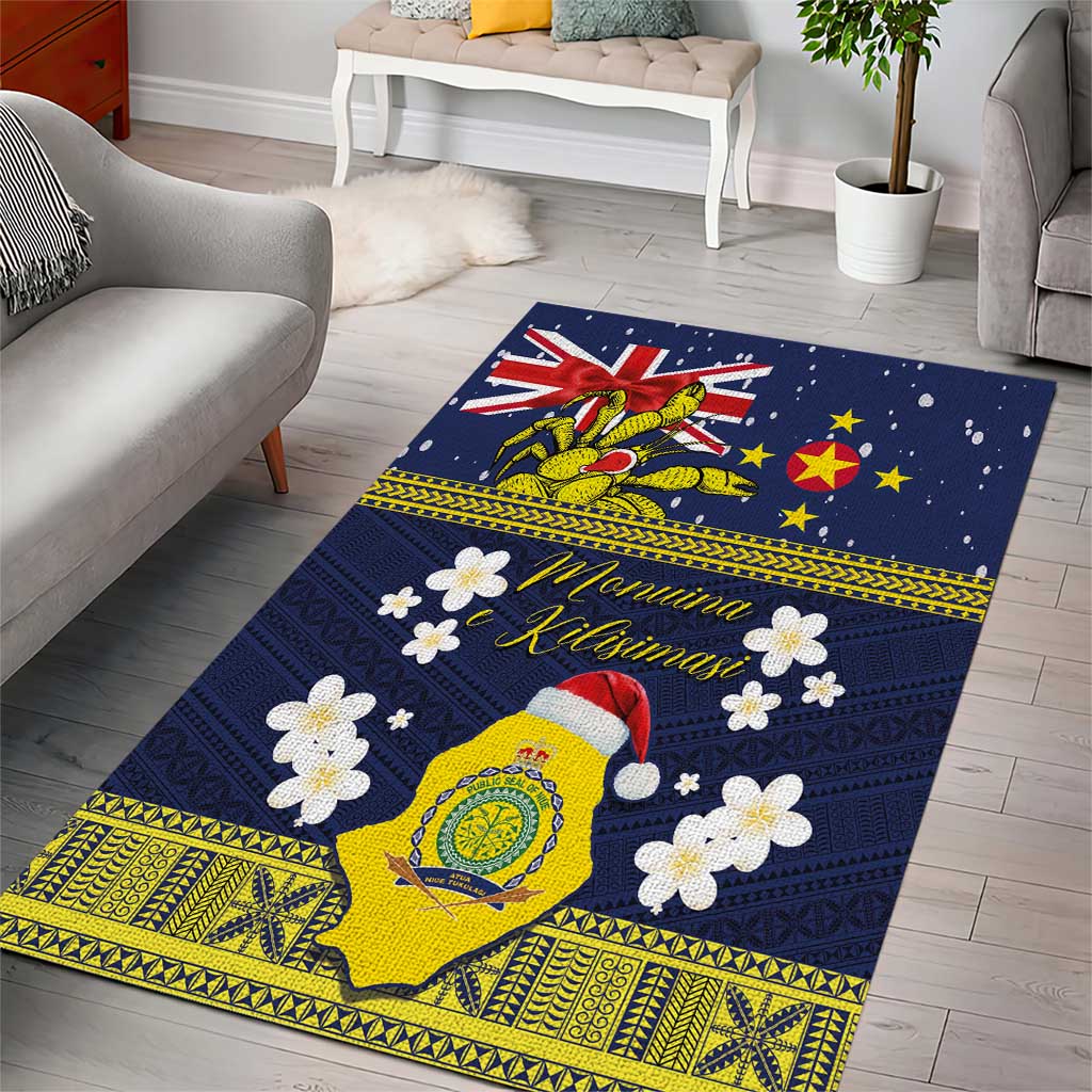 Niue Monuina e Kilisimasi Area Rug Christmas Uga - Niue Map and Emblem with Hiapo Art Pattern