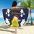 Niue Monuina e Kilisimasi Beach Blanket Christmas Uga - Niue Map and Emblem with Hiapo Art Pattern