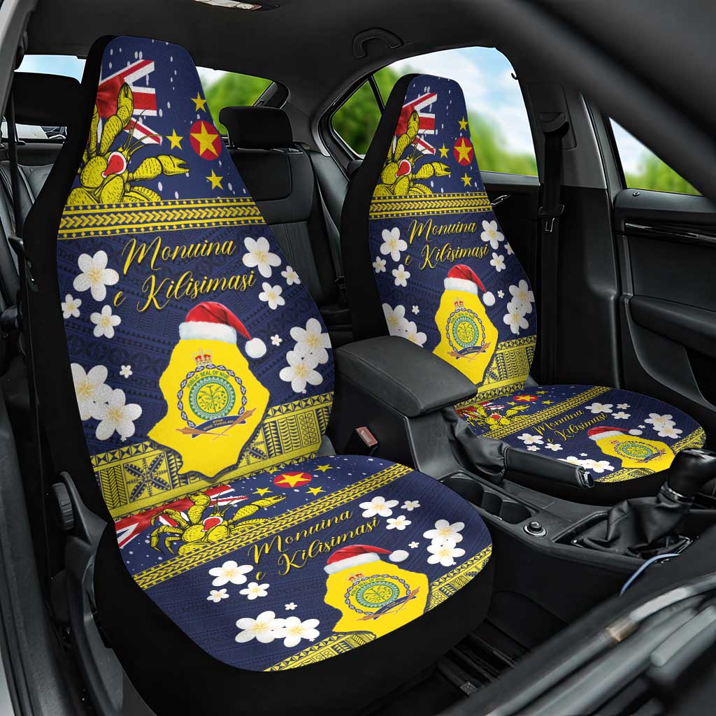 Niue Monuina e Kilisimasi Car Seat Cover Christmas Uga - Niue Map and Emblem with Hiapo Art Pattern