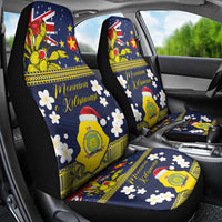 Niue Monuina e Kilisimasi Car Seat Cover Christmas Uga - Niue Map and Emblem with Hiapo Art Pattern
