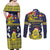 Niue Monuina e Kilisimasi Couples Matching Off Shoulder Maxi Dress and Long Sleeve Button Shirt Christmas Uga - Niue Map and Emblem with Hiapo Art Pattern