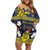 Niue Monuina e Kilisimasi Family Matching Off Shoulder Short Dress and Hawaiian Shirt Christmas Uga - Niue Map and Emblem with Hiapo Art Pattern