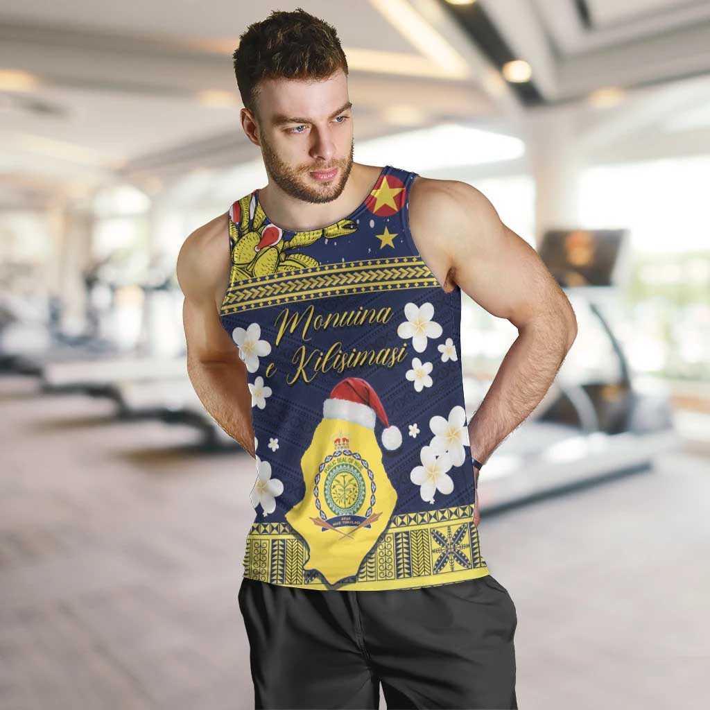 Niue Monuina e Kilisimasi Men Tank Top Christmas Uga - Niue Map and Emblem with Hiapo Art Pattern