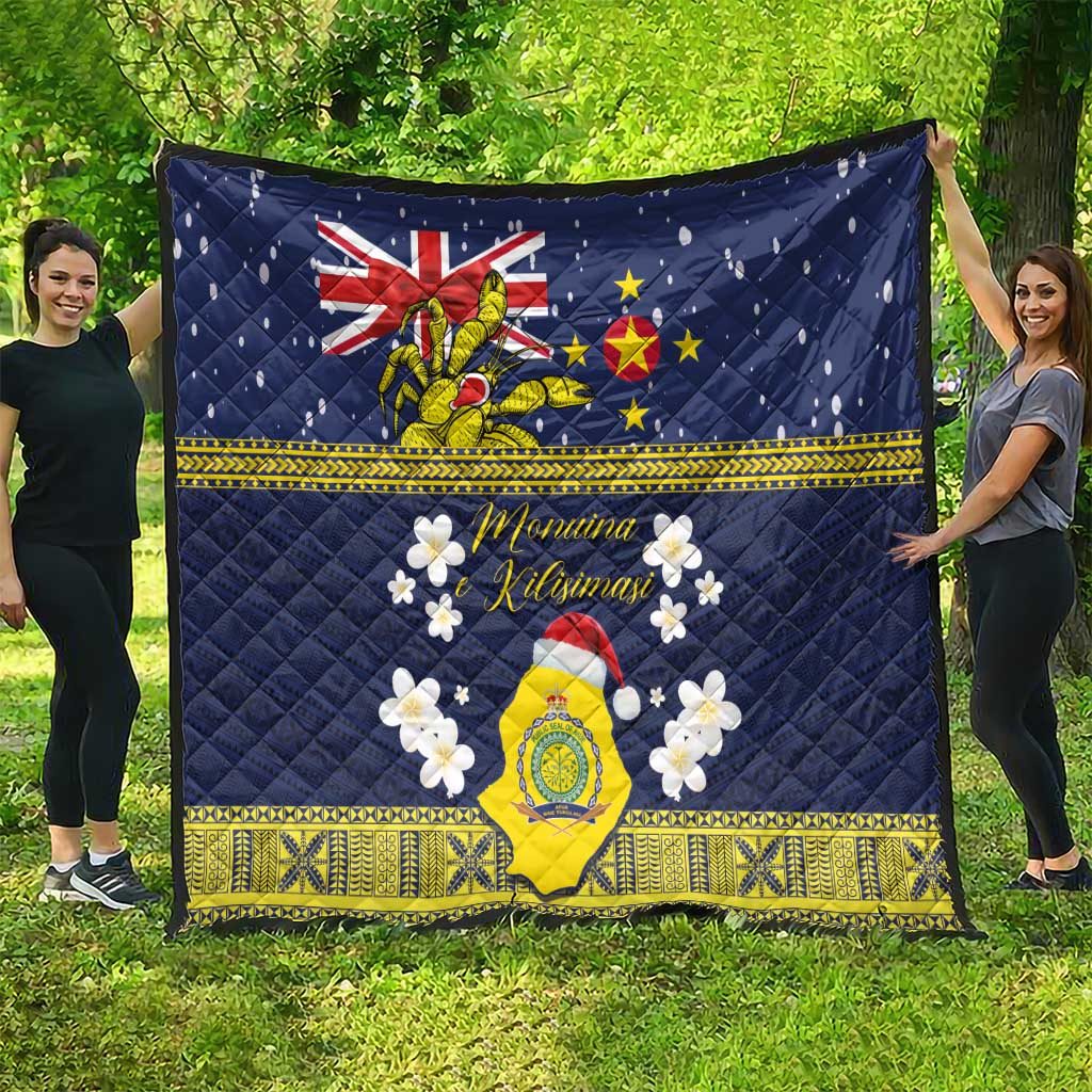 Niue Monuina e Kilisimasi Quilt Christmas Uga - Niue Map and Emblem with Hiapo Art Pattern