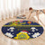 Niue Monuina e Kilisimasi Round Carpet Christmas Uga - Niue Map and Emblem with Hiapo Art Pattern