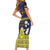 Niue Monuina e Kilisimasi Short Sleeve Bodycon Dress Christmas Uga - Niue Map and Emblem with Hiapo Art Pattern