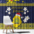 Niue Monuina e Kilisimasi Window Curtain Christmas Uga - Niue Map and Emblem with Hiapo Art Pattern