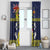 Niue Monuina e Kilisimasi Window Curtain Christmas Uga - Niue Map and Emblem with Hiapo Art Pattern