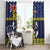 Niue Monuina e Kilisimasi Window Curtain Christmas Uga - Niue Map and Emblem with Hiapo Art Pattern