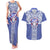 Tonga Apifoou School Couples Matching Tank Maxi Dress and Hawaiian Shirt Ngatu and Polynesian Pattern LT03 Blue - Polynesian Pride