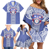 Tonga Apifoou School Family Matching Off Shoulder Short Dress and Hawaiian Shirt Ngatu and Polynesian Pattern LT03 - Polynesian Pride
