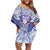 Tonga Apifoou School Family Matching Off Shoulder Short Dress and Hawaiian Shirt Ngatu and Polynesian Pattern LT03 Mom's Dress Blue - Polynesian Pride