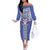 Tonga Apifoou School Off The Shoulder Long Sleeve Dress Ngatu and Polynesian Pattern LT03 Women Blue - Polynesian Pride