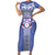 Tonga Apifoou School Short Sleeve Bodycon Dress Ngatu and Polynesian Pattern LT03 Long Dress Blue - Polynesian Pride