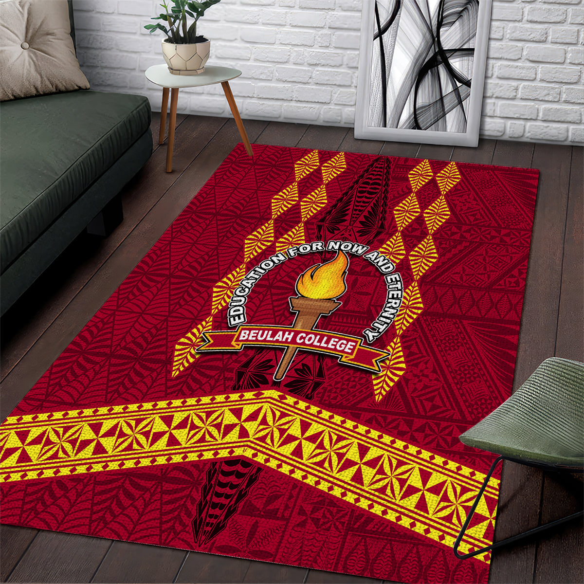 Tonga Beulah College Area Rug Ngatu and Polynesian Pattern LT03 Red - Polynesian Pride