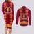 Tonga Beulah College Couples Matching Long Sleeve Bodycon Dress and Long Sleeve Button Shirt Ngatu and Polynesian Pattern LT03 - Polynesian Pride