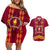 Tonga Beulah College Couples Matching Off Shoulder Short Dress and Hawaiian Shirt Ngatu and Polynesian Pattern LT03 Red - Polynesian Pride