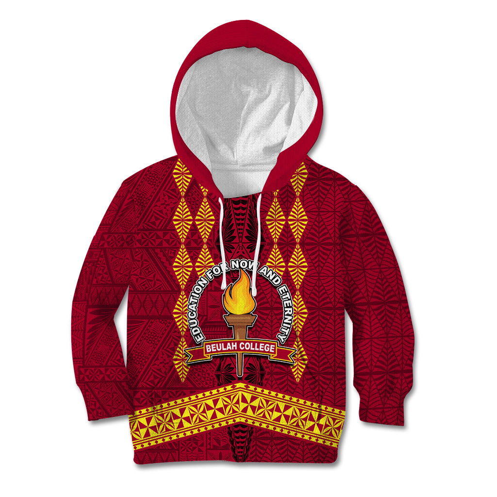 Tonga Beulah College Kid Hoodie Ngatu and Polynesian Pattern LT03 Hoodie Red - Polynesian Pride