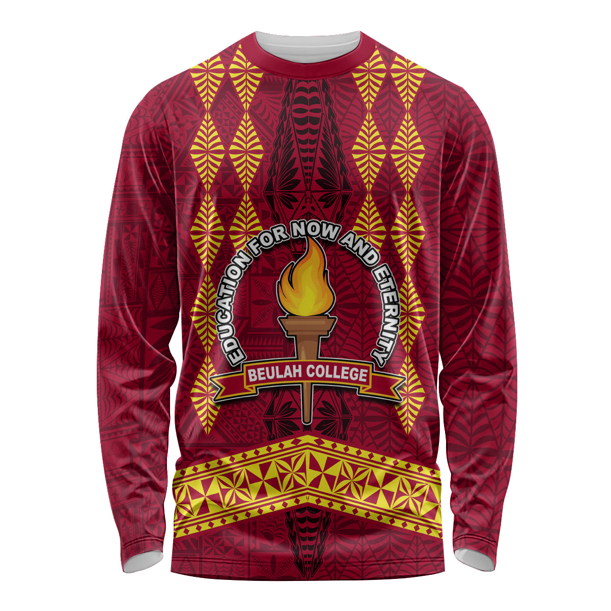 Tonga Beulah College Long Sleeve Shirt Ngatu and Polynesian Pattern LT03 Unisex Red - Polynesian Pride