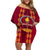 Tonga Beulah College Off Shoulder Short Dress Ngatu and Polynesian Pattern LT03 Women Red - Polynesian Pride