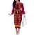 Tonga Beulah College Off The Shoulder Long Sleeve Dress Ngatu and Polynesian Pattern LT03 Women Red - Polynesian Pride