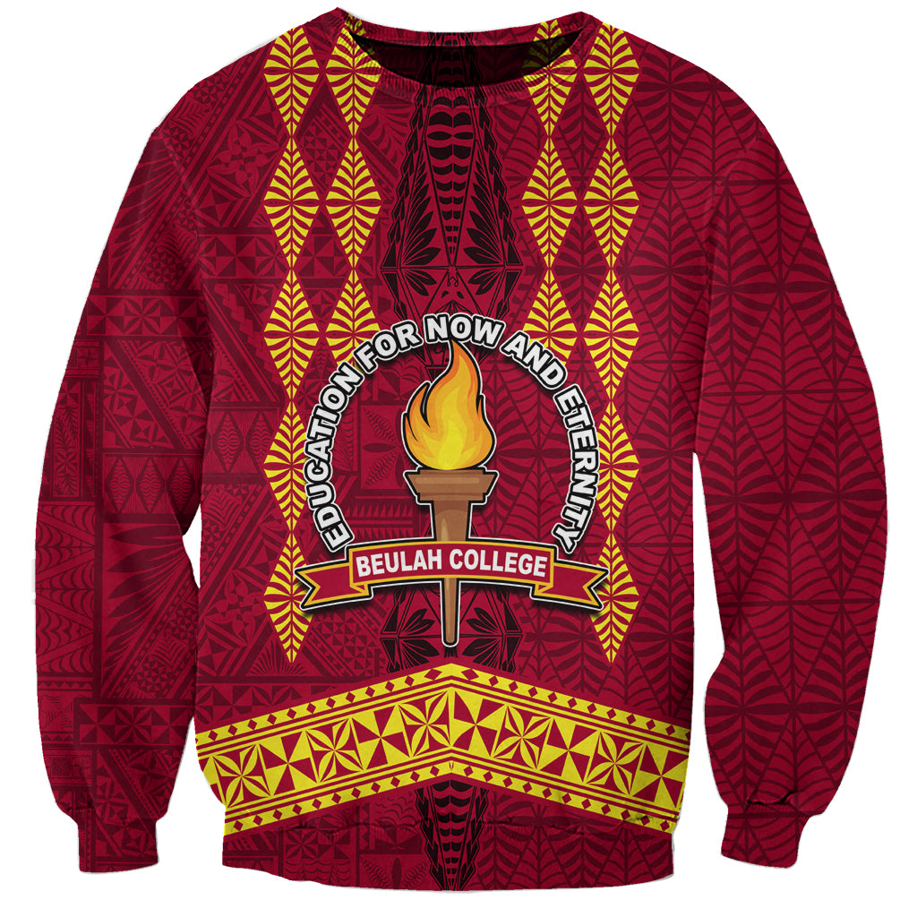 Tonga Beulah College Sweatshirt Ngatu and Polynesian Pattern LT03 Unisex Red - Polynesian Pride