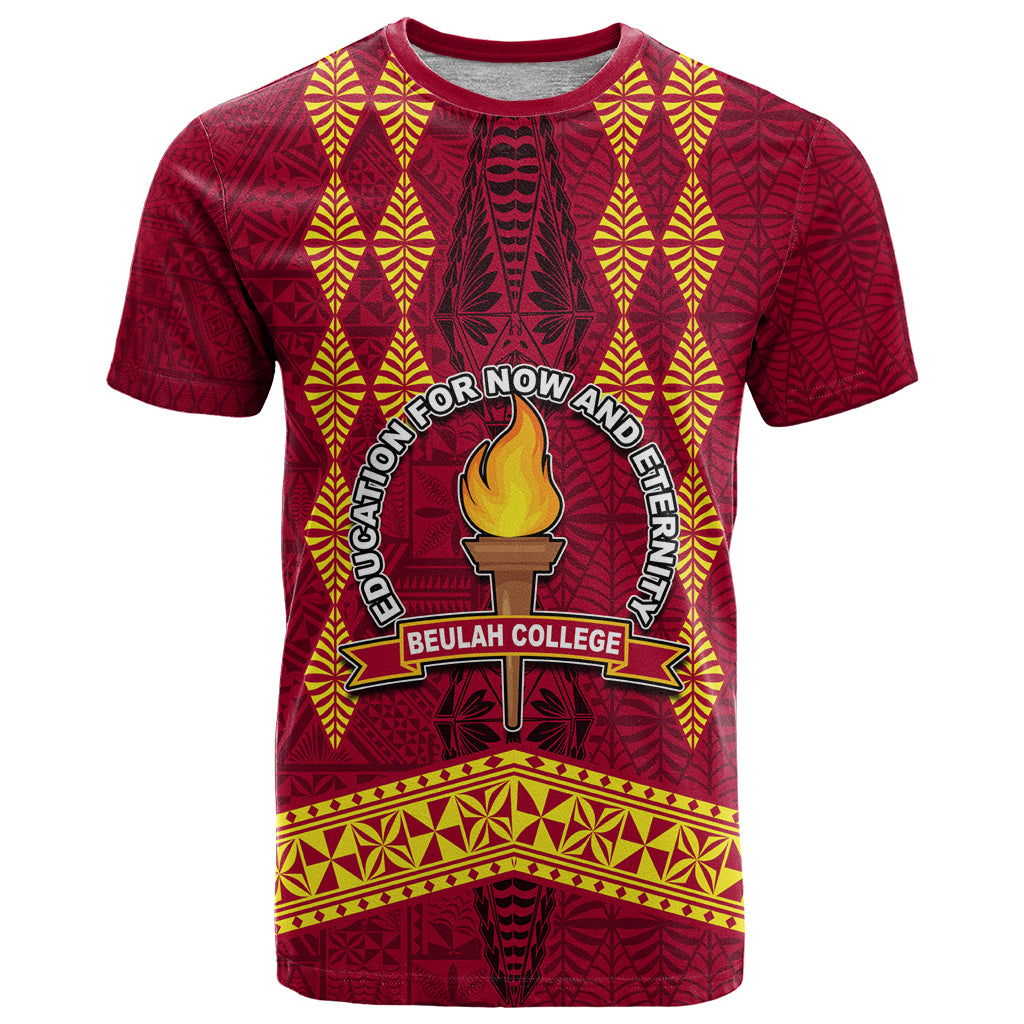 Tonga Beulah College T Shirt Ngatu and Polynesian Pattern LT03 Red - Polynesian Pride