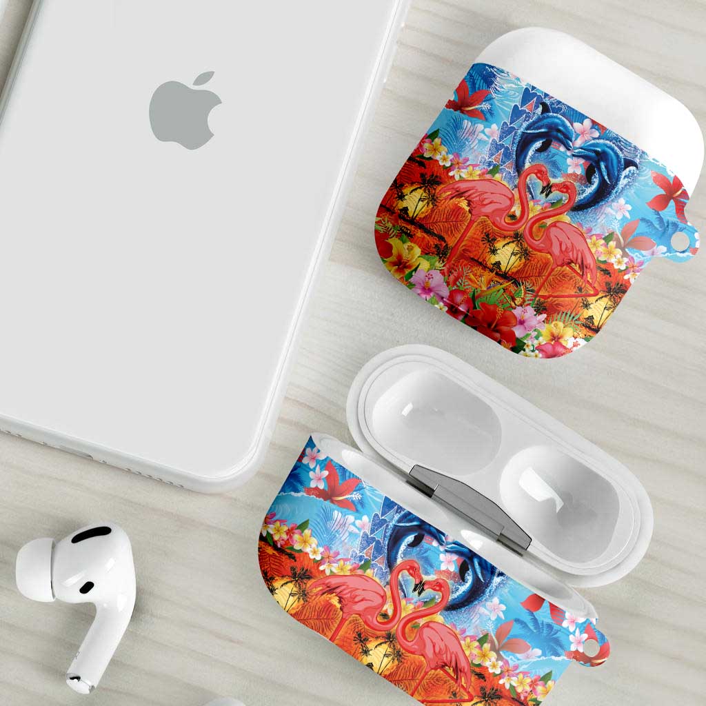 Hawaiian Love-Couple Dolphins and Flamingos AirPods Case LT03 - Polynesian Pride