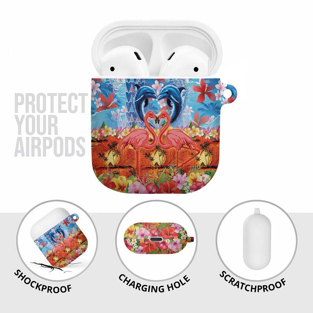 Hawaiian Love-Couple Dolphins and Flamingos AirPods Case LT03 - Polynesian Pride