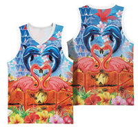 Hawaiian Love-Couple Dolphins and Flamingos Basketball Jersey LT03 - Polynesian Pride