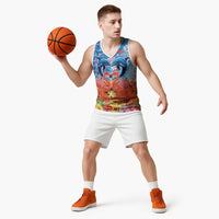 Hawaiian Love-Couple Dolphins and Flamingos Basketball Jersey LT03 - Polynesian Pride