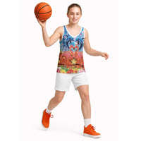 Hawaiian Love-Couple Dolphins and Flamingos Basketball Jersey LT03 - Polynesian Pride