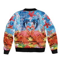 Hawaiian Love-Couple Dolphins and Flamingos Bomber Jacket - Polynesian Pride