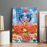 Hawaiian Love-Couple Dolphins and Flamingos Canvas Wall Art LT03 - Polynesian Pride
