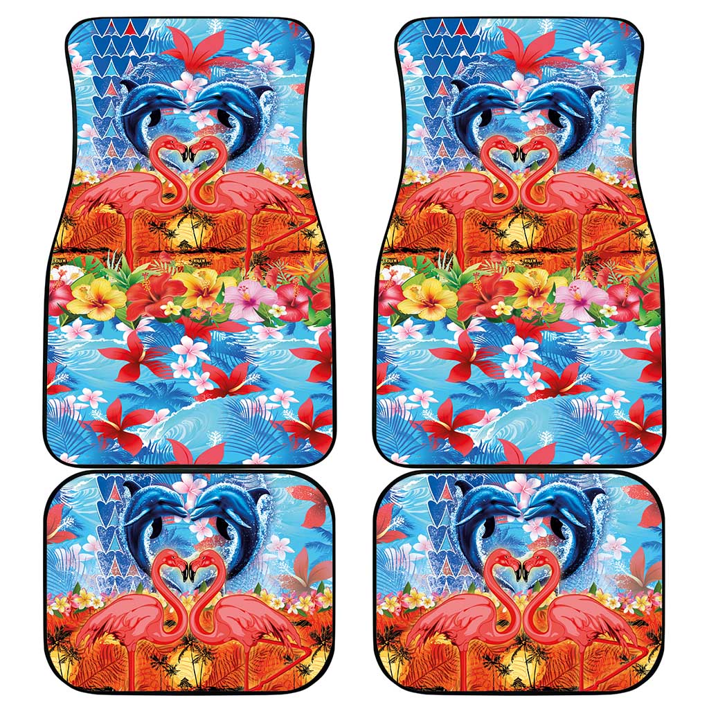 Hawaiian Love-Couple Dolphins and Flamingos Car Mats LT03 - Polynesian Pride