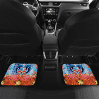 Hawaiian Love-Couple Dolphins and Flamingos Car Mats LT03 Set 2pcs - Back Multicolor - Polynesian Pride