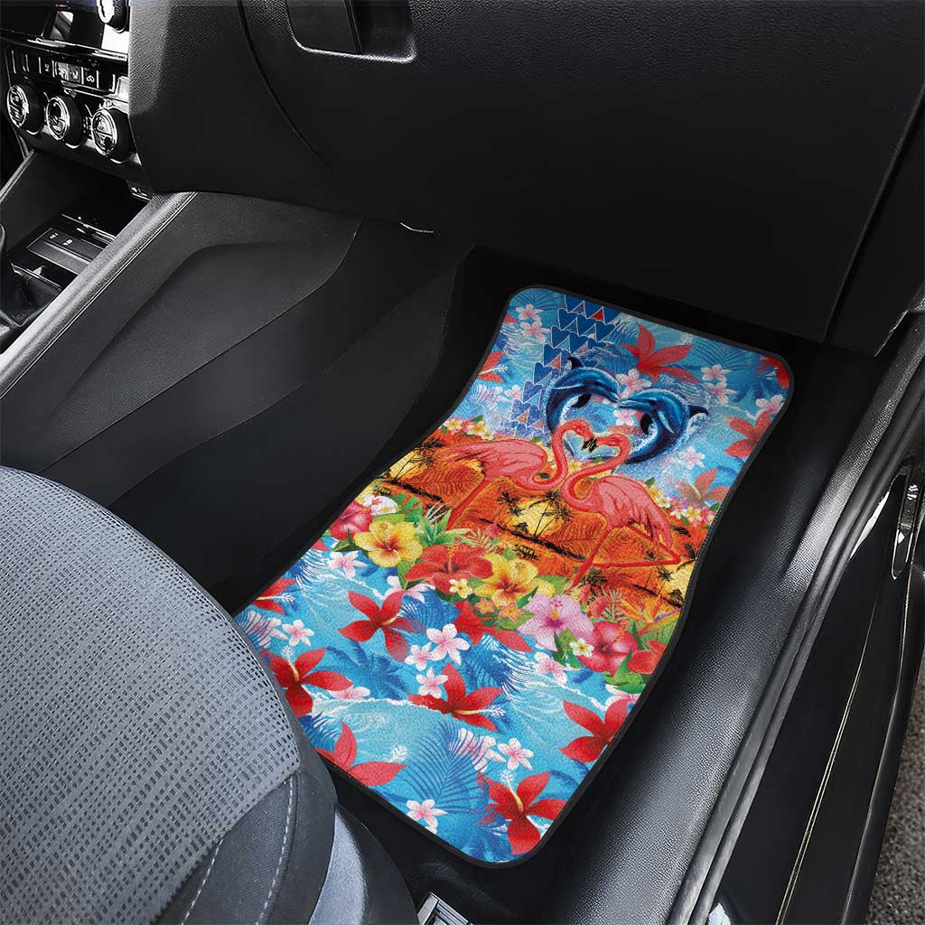 Hawaiian Love-Couple Dolphins and Flamingos Car Mats LT03 - Polynesian Pride