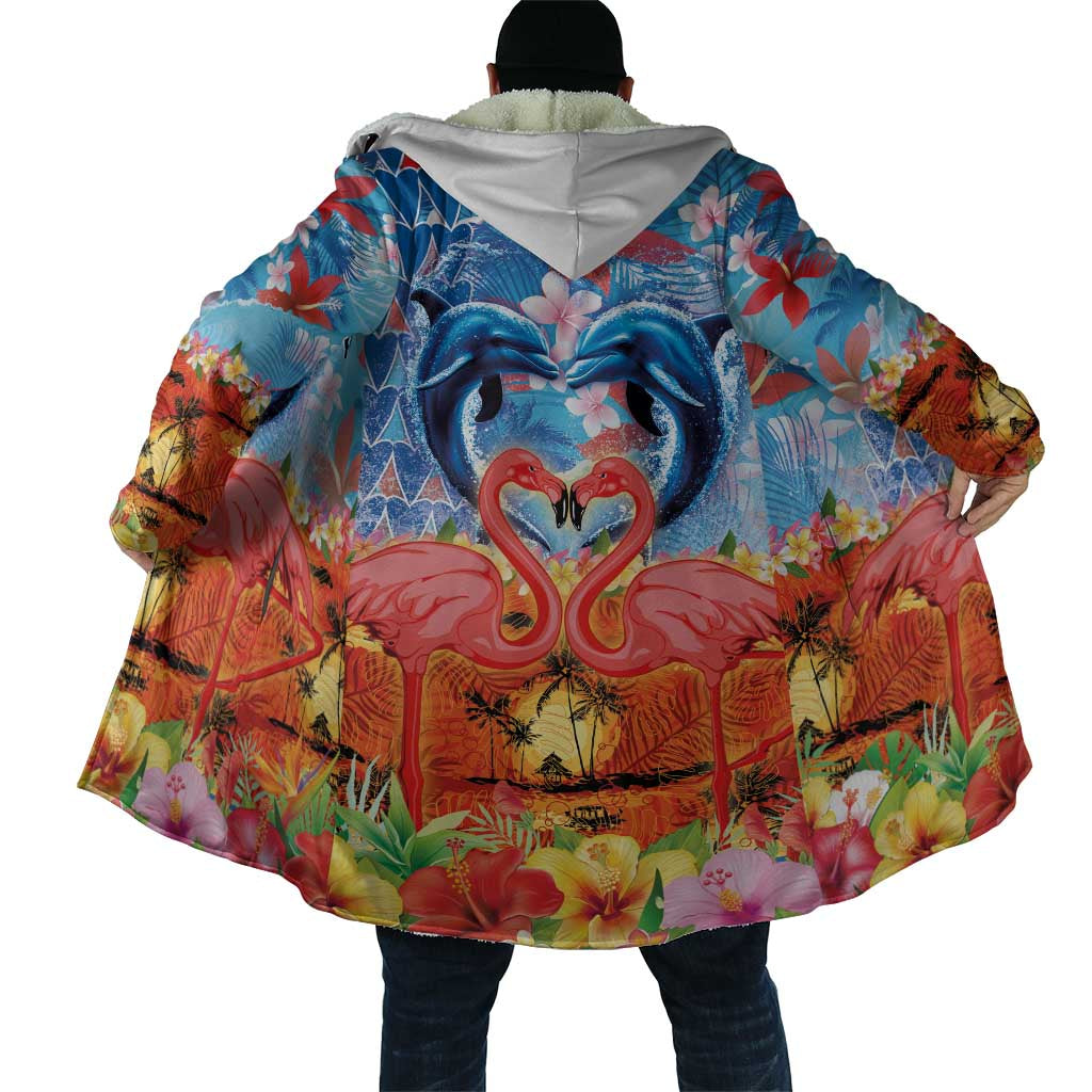 Hawaiian Love-Couple Dolphins and Flamingos Cloak LT03 - Polynesian Pride